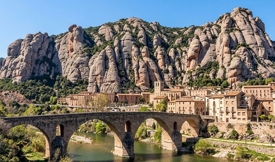 Paisaje de Monistrol de Montserrat y la montaña mágica